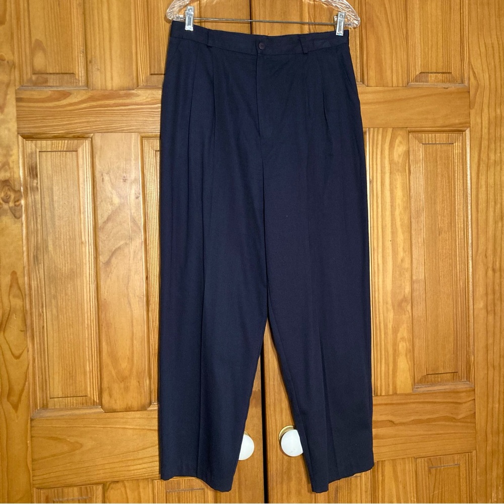 EUC Christy Girl Petite Vintage 90s Pants Flat Panel Career Blue Size 14P